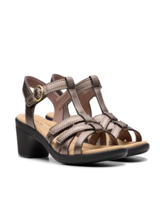 Emily2 Rose Leather Block Heel Sandals