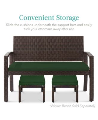 Set of 2 Multipurpose Patio Wicker Ottomans w/ Removable Cushions