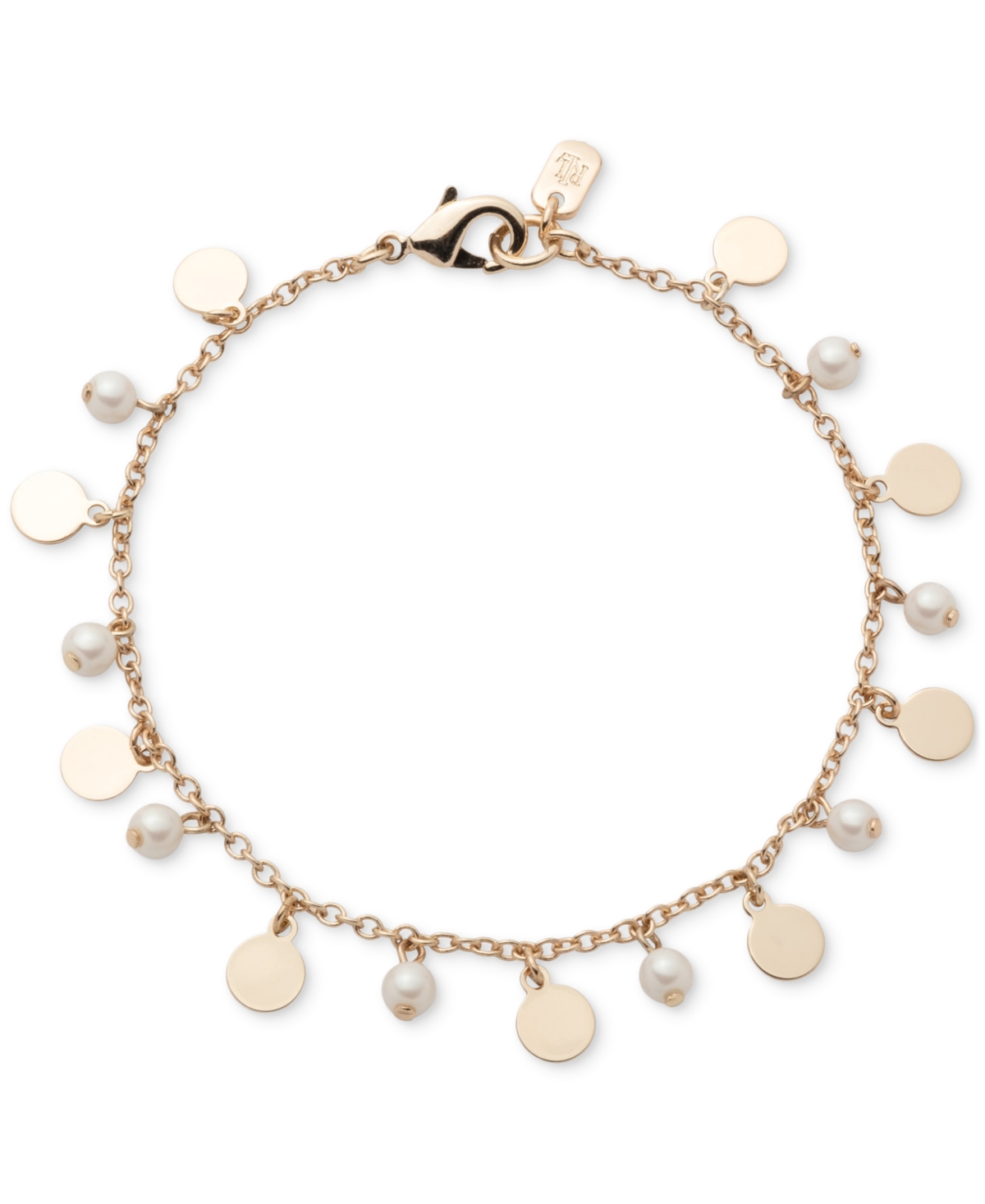 Gold-Tone Imitation Pearl Shaky Flex Bracelet - White