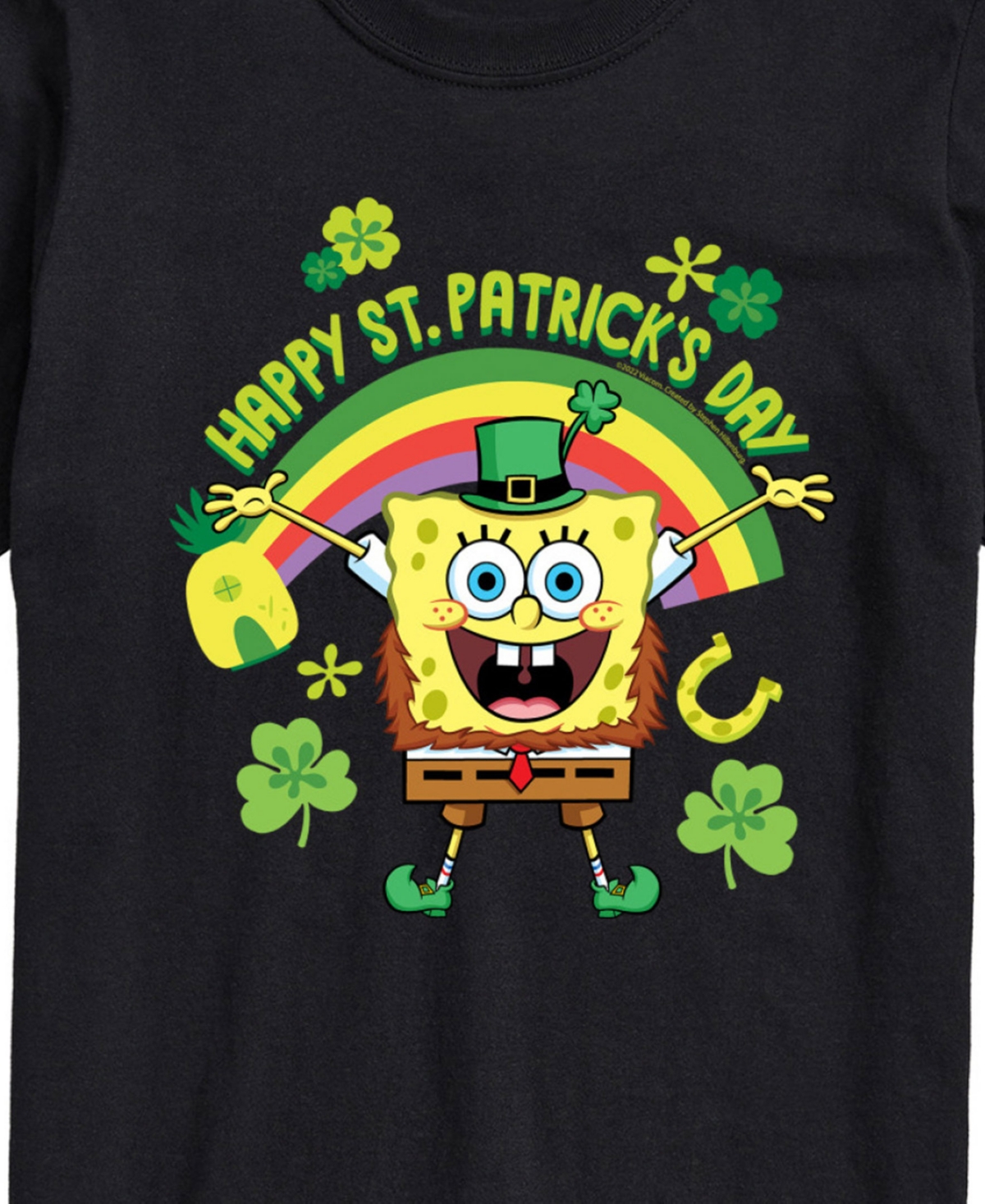 Airwaves Men's Spongebob Squarepants St Patrick's Day Short Sleeve T-shirt In Black