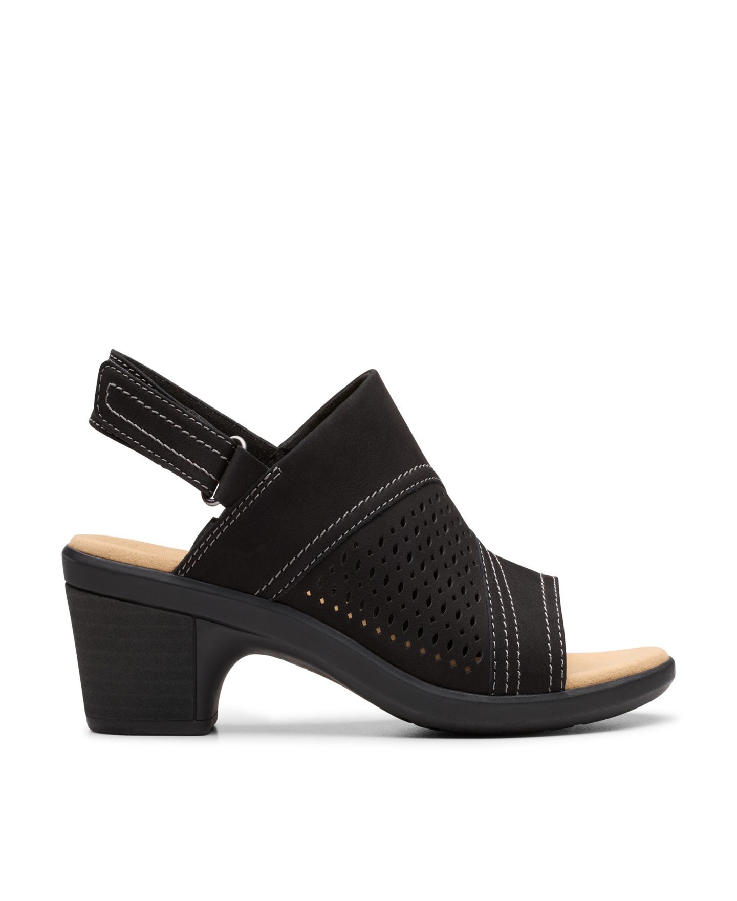Женские сандалии Clarks Collection Emily2 Mist Block Heel, цвет: Чёрный нубуковый — фото 2