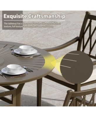 48-inch Powder Coated Cast Aluminum Outdoor Dining Table with Umbrella Hole