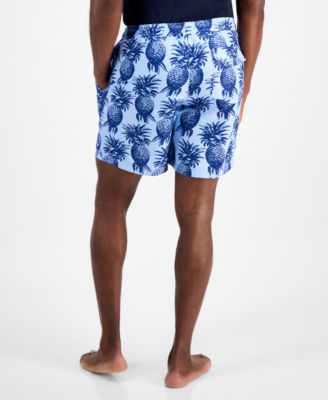 Men's Pineapple Palm Print Drawstring 7" Swim Trunks, Exclusively at Macy's