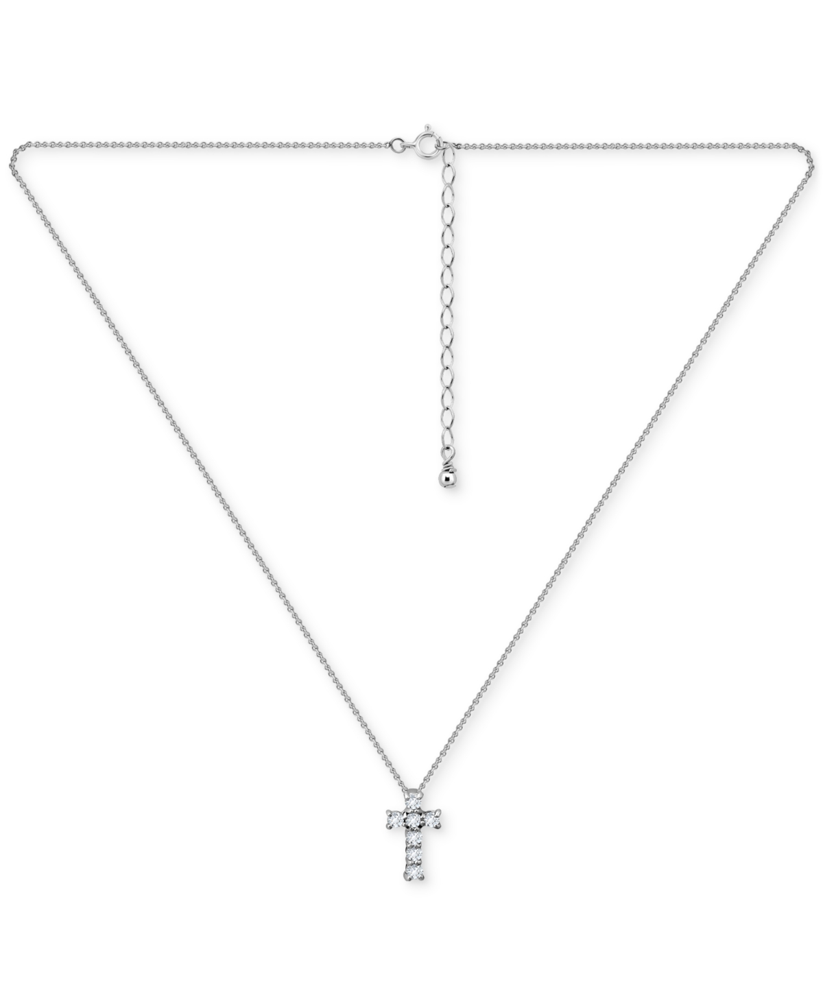 Giani Bernini Cubic Zirconia Cross Pendant Necklace, 16" + 2" Extender, Exclusively At Macy's In Silver