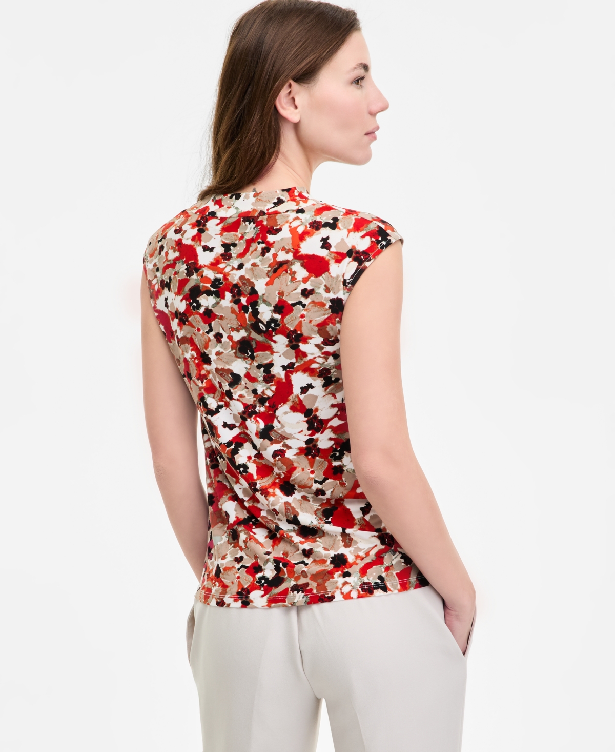 Kasper Women's Printed Cowlneck Top, Regular & Petite