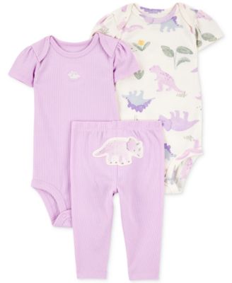Carter's - Baby Girls Dinosaur Little Character Bodysuits & Pants, 3 Piece Set