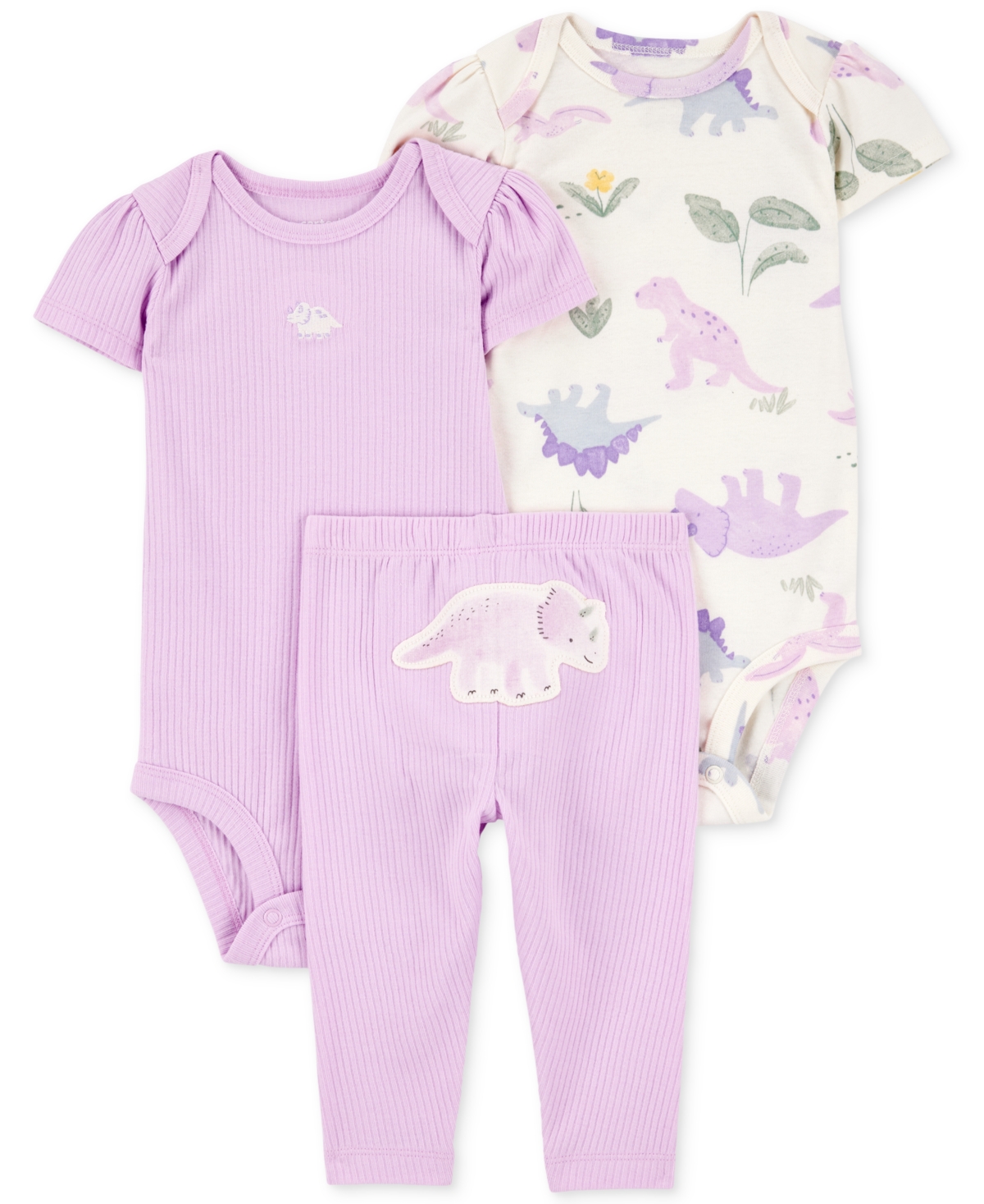 Carter's Baby Girls Dinosaur Little Character Bodysuits & Pants, 3 Piece Set