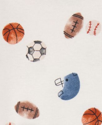 Baby Boys Cotton Sports Jersey Long-Sleeve Bodysuits, 4 Pack 