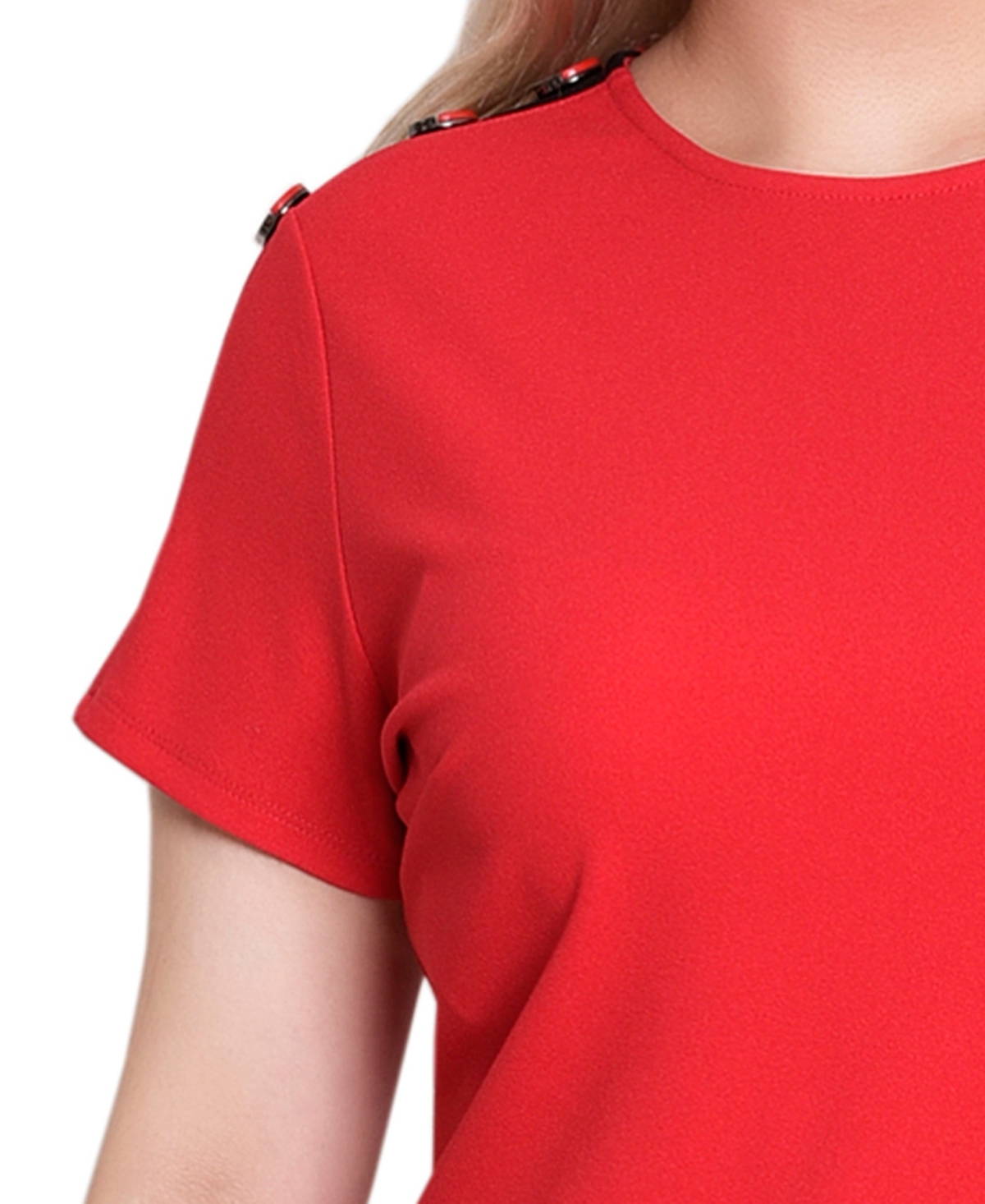 Ny Collection Petite Short Sleeve Asymmetrical Hem Dress