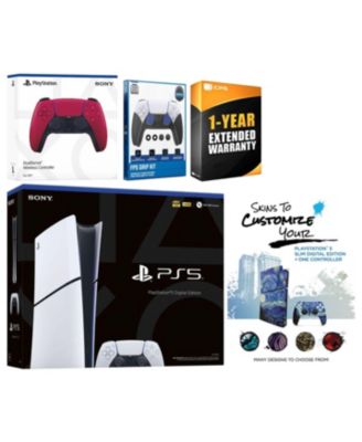 Playstation 5 Slim Digital with Extra Chroma Indigo Controller, FPS Grip Kit and MightySkins Decal Voucher + 1 Year CPS Extended Warranty