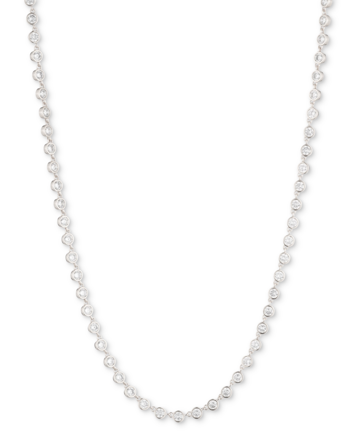 Cubic Zirconia Tennis Necklace, 16" + 3" extender - White