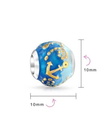 Tropical Ocean Waves Anchor Charm Bead Plated Bracelet