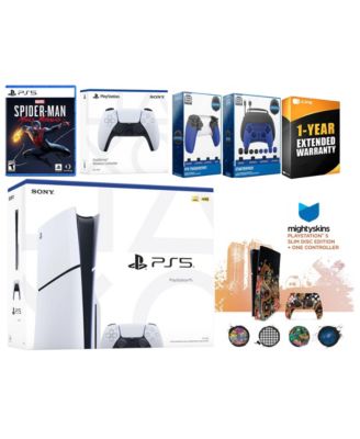 Playstation 5 Slim Disc with Spider-Man: Miles Morales, Extra Controller, Gamer Kit, Trigger Kit and MightySkins Decal Voucher + 1 Year CPS Exten