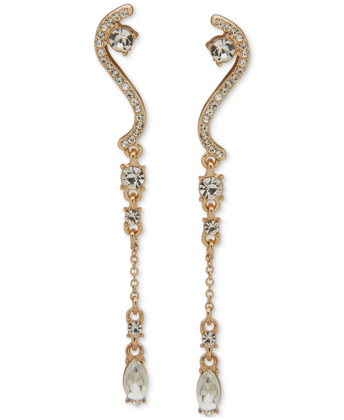 Gold-Tone Crystal Linear Earrings - Crystal Wh