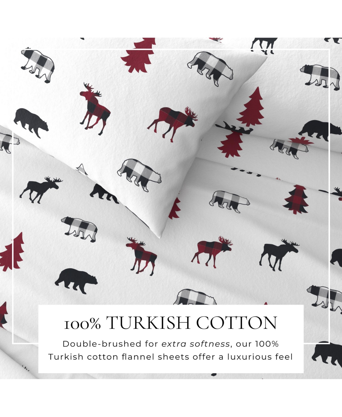 Linery & Co. Ultra-Soft Turkish Cotton Flannel Lodge Print Sheet Set