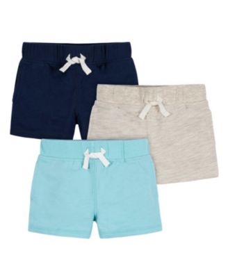 Baby Boys 3-Pack Pull-On Knit Shorts, Gray & Black, 18 Months