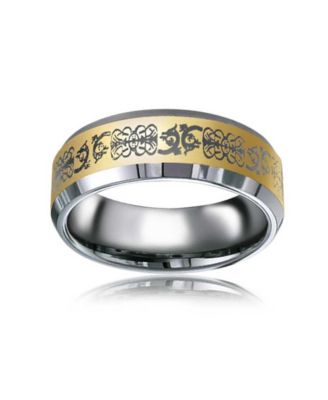 Couples Two Tone Celtic Knot Dragon Silver Gold Tones Titanium Band Rings Comfort Fit