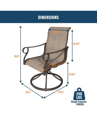 Swivel Textilene Metal Outdoor Patio Dining Chair in Light Taupe (Set of 2)