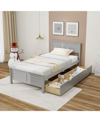 Twin Size Bed Frame with Storage Drawers