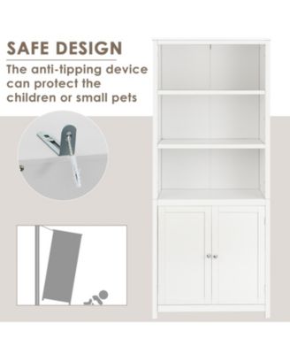 Bookcase Shelving Storage Wooden Cabinet Unit Standing Display Bookcase with Doors