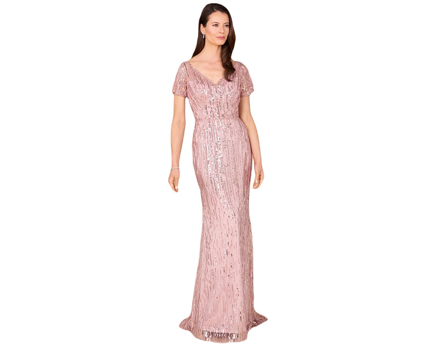 Women's Short Sleeve, Beaded Mermaid Gown
