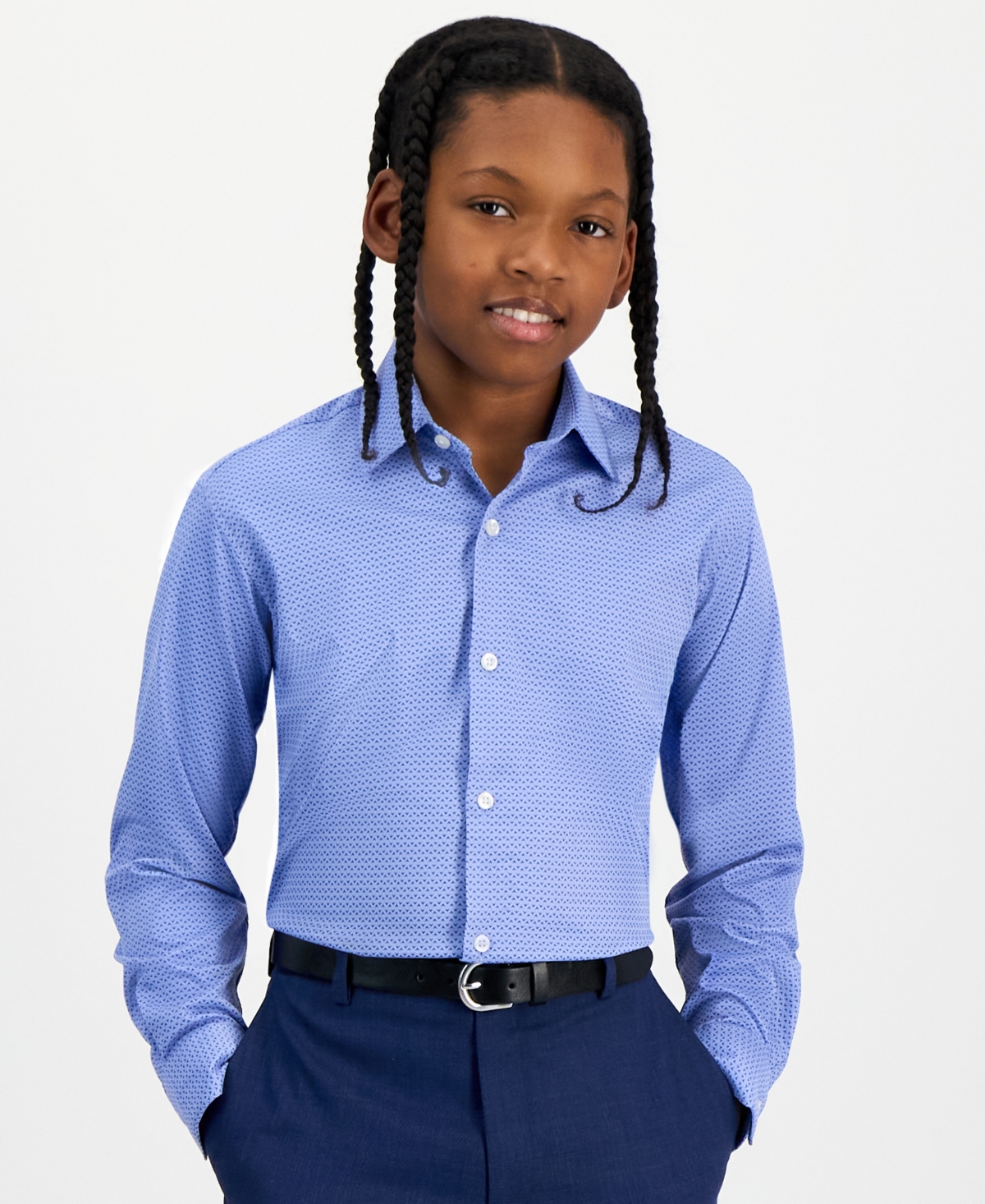 Andrew Marc Big Boys Classic Button Down Shirt - Blue