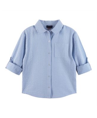 Big Girls Toddler/Child Blue Woven Buttondown and Shorts Set