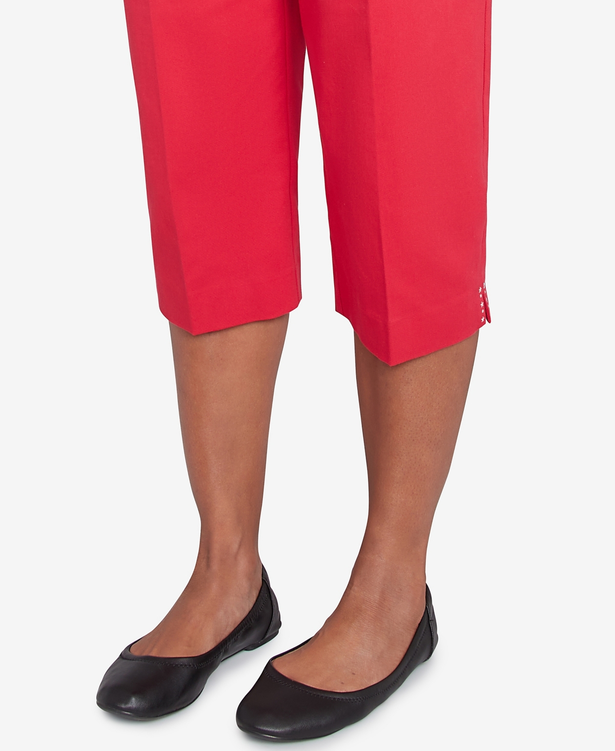 Alfred Dunner Petite Land Of The Free Star Studded Capri Pants In Red