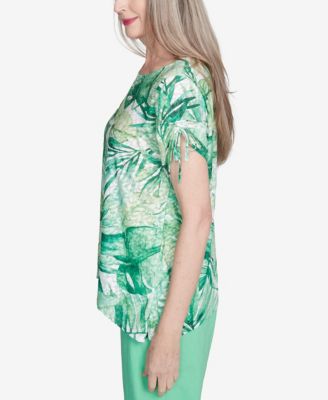 Women's Rise Shine Monotone Tropical Leaf Crew Neck T-Shirt