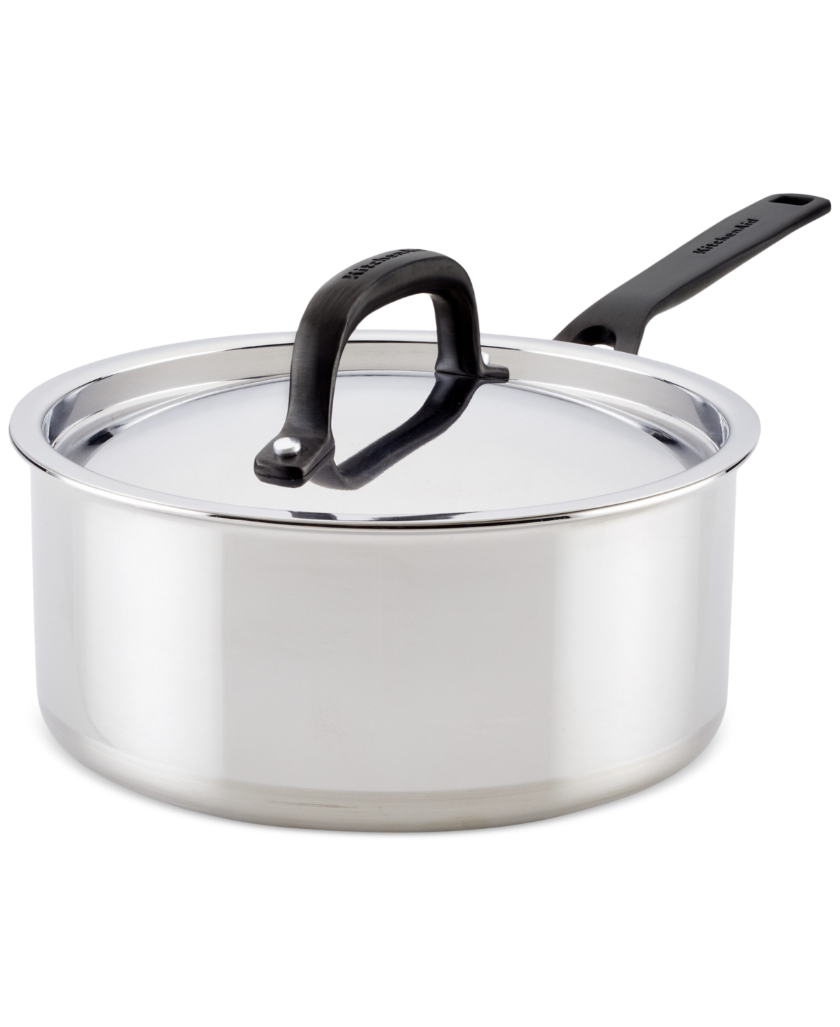 Kitchenaid Stainless Steel 5-ply Clad 3 Qt. Covered Saucepan In Silver