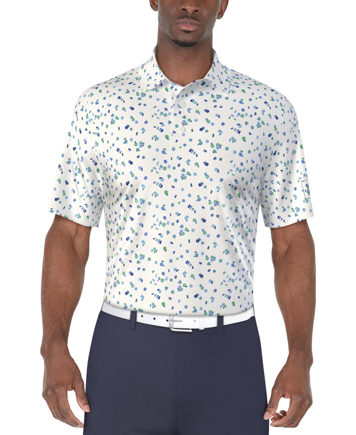 Men's Umbrella Graphic Polo Shirt - Princess Blue