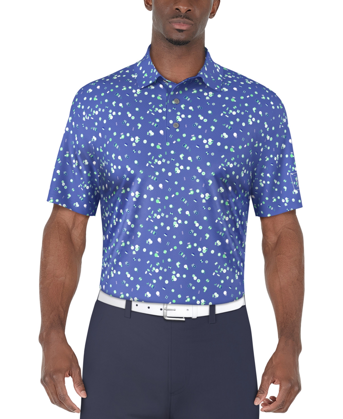 Men's Umbrella Graphic Polo Shirt - Princess Blue