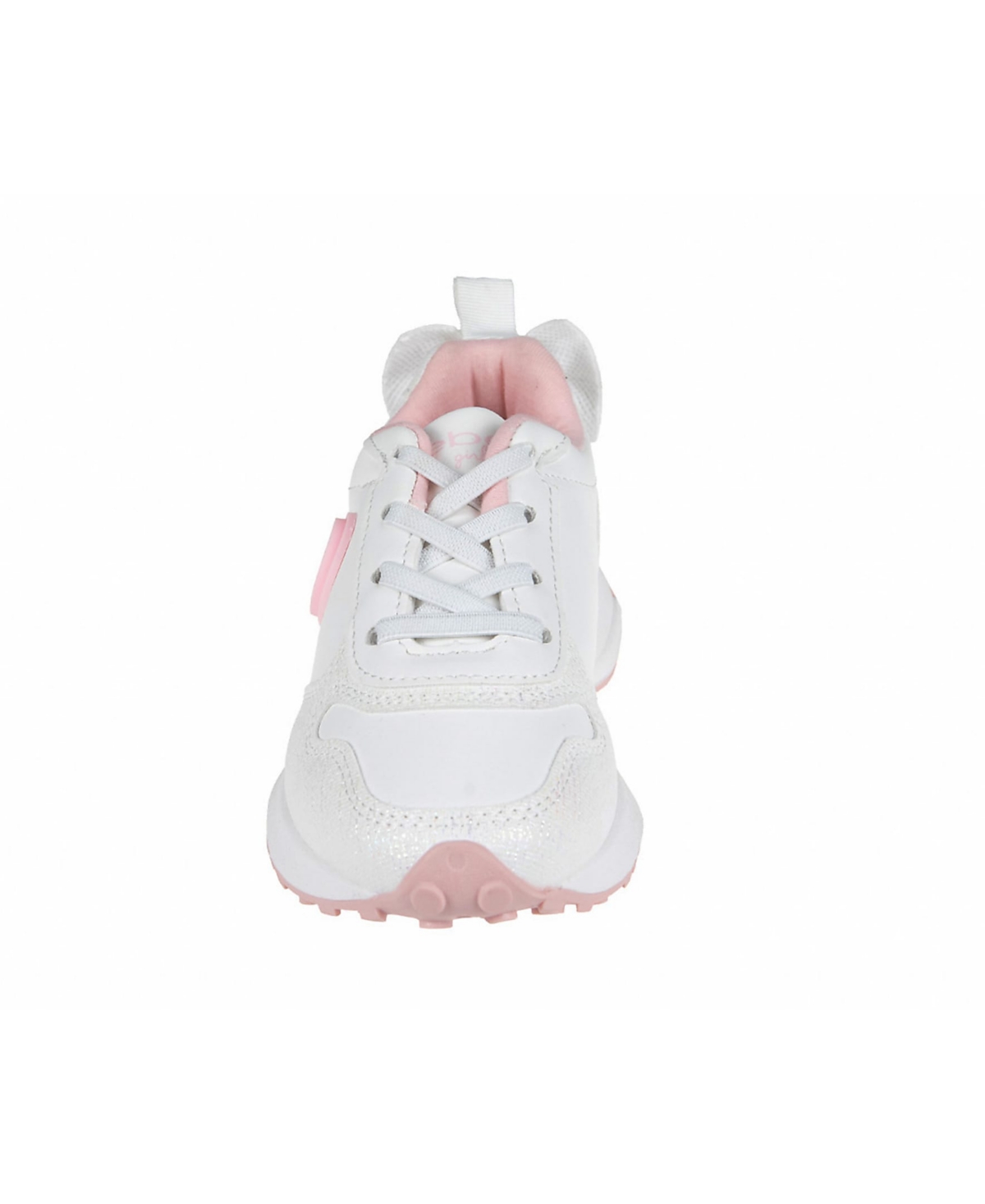 Shop Bebe Toddler Girls Double Layer Bow At Back With Medallion Sneakers In White