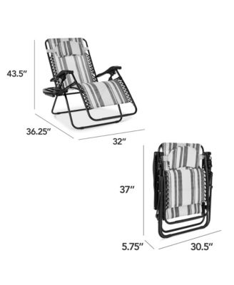 Oversized Zero Gravity Chair, Folding Outdoor Patio Recliner w/ Cup Holder
