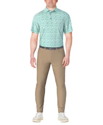 Men's Short Sleeve Botanical Print Golf Polo Shirt