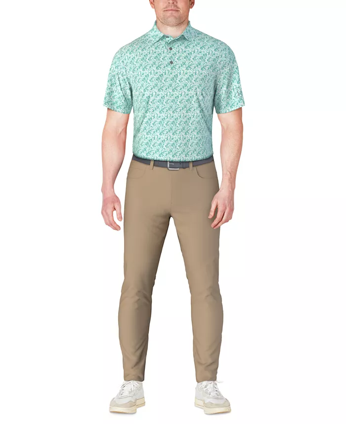 Men's Short Sleeve Botanical Print Golf Polo Shirt - thumbnail 3