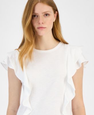 Women's Cotton Ruffled-Front T-Shirt