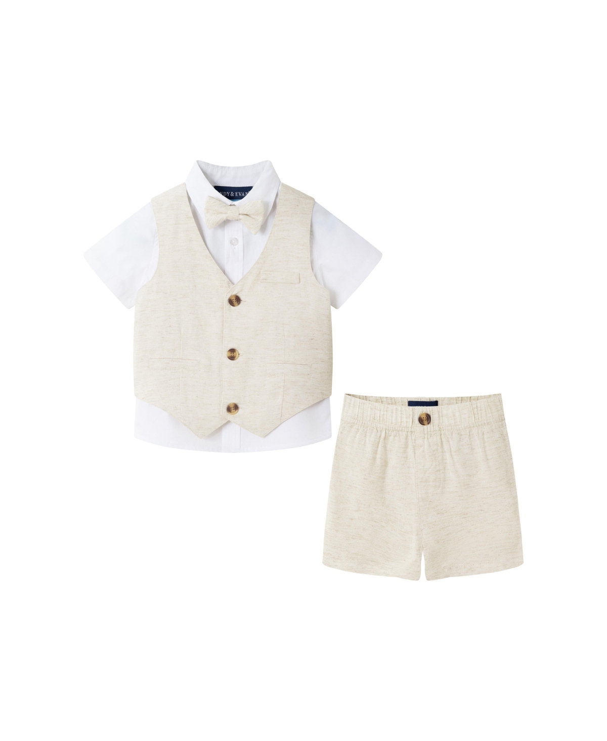 Andy & Evan Baby Boys Short Sleeve Buttondown Bowtie Vest Set