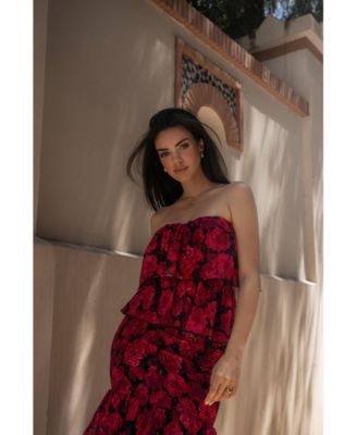 Women's Floral Casa Blanca Ruffle Dress