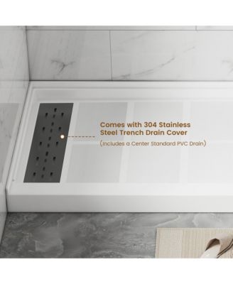 60"W X 30"D SMC Single Threshold Shower Base Anti-Slip Shower Pan, Drain Assembly & Drain Cover Included