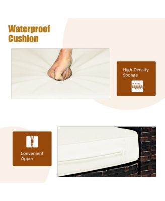 3PCS Patio Rattan Wicker Furniture Cushion Sofa Coffee Table