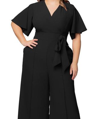 Plus Size Evelyn Cropped Wide Leg Jumpsuit