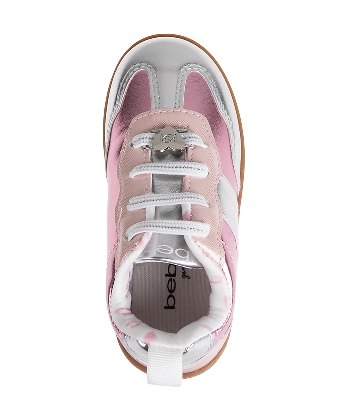 Bebe Toddler Girls Heart Lace Plate And Printed Lining Sneakers In Pink Multi