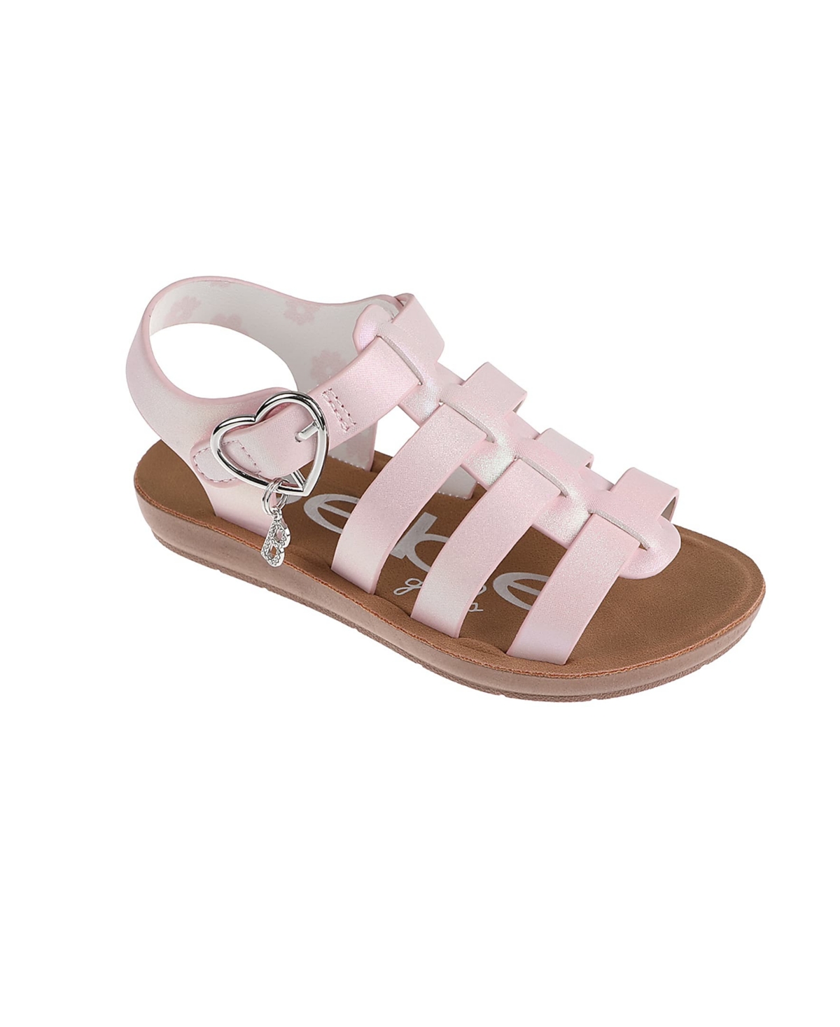 Shop Bebe Toddler Girls Flower Print Lining With Fisherman Sandals In Blush