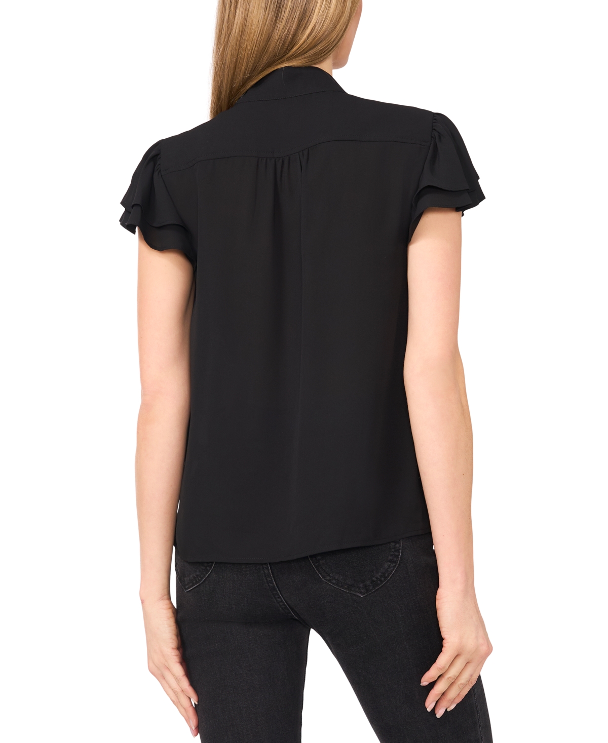 CECE WOMEN'S FLUTTER-SLEEVE BUTTON-FRONT BLOUSE 