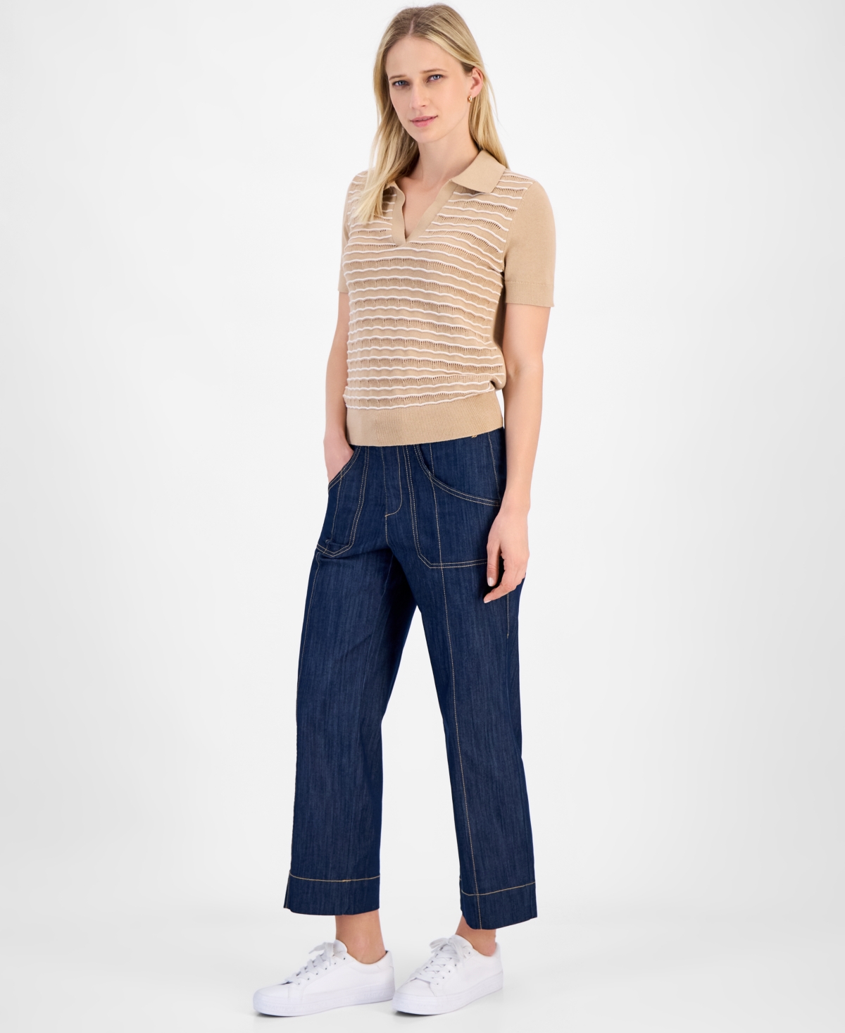 Nautica Jeans Women's Cotton Textured-knit Sweater