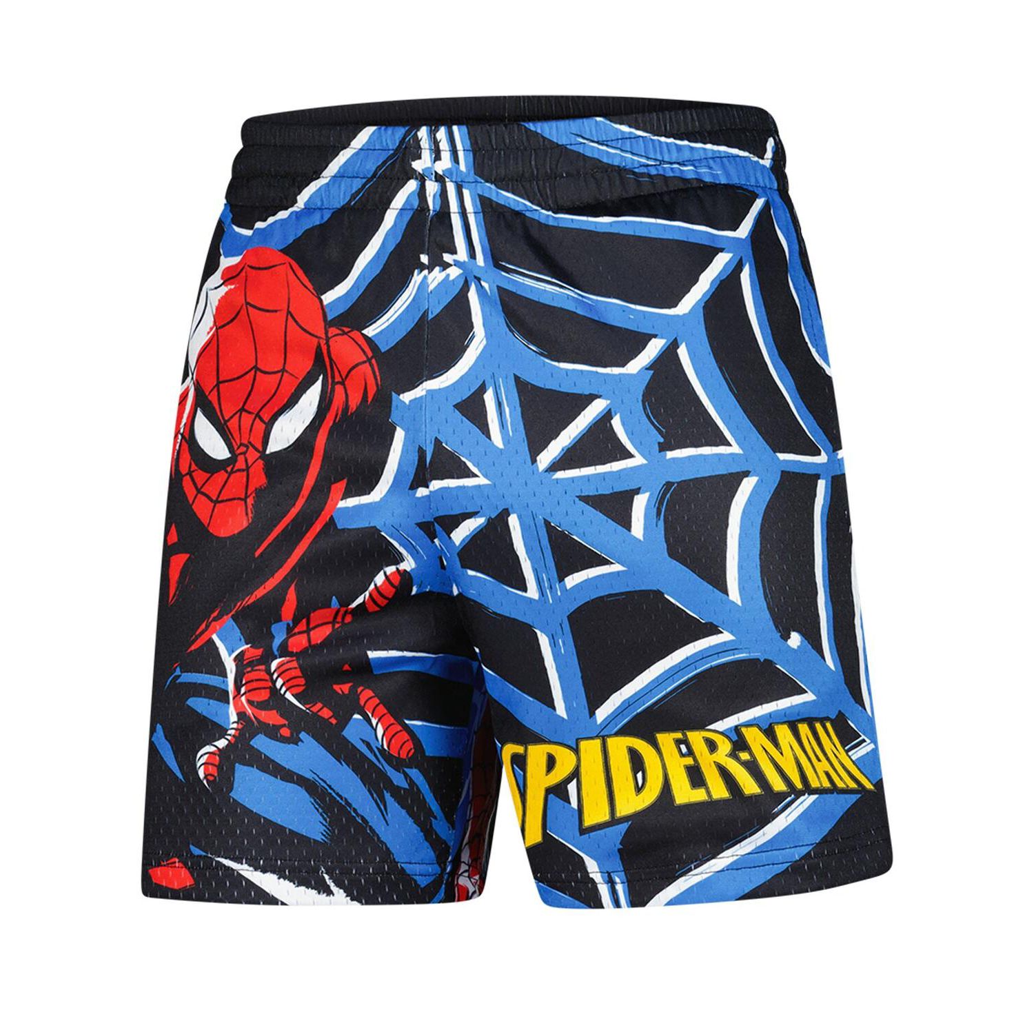 Men's Black Spider-Man Big Print Mesh Shorts