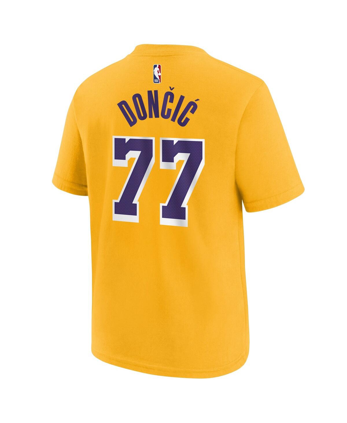 Nike Big Boys And Girls Luka Doncic Gold Los Angeles Lakers Player Name Number T-shirt In Gold