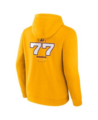 Men's Luka Doncic Gold Los Angeles Lakers Icon Behind the Back Name Number Pullover Hoodie