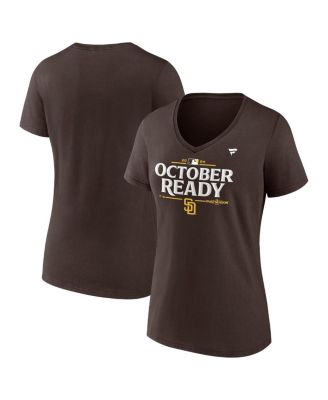 Fanatics - Women's Brown San Diego Padres 2024 MLB Postseason Locker Room V-Neck T-Shirt